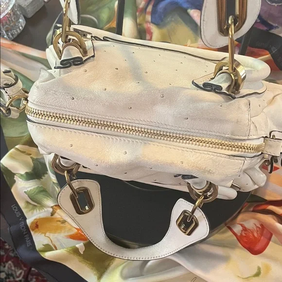Chloe White Satchel with Gold Accents - Picture 10 of 17